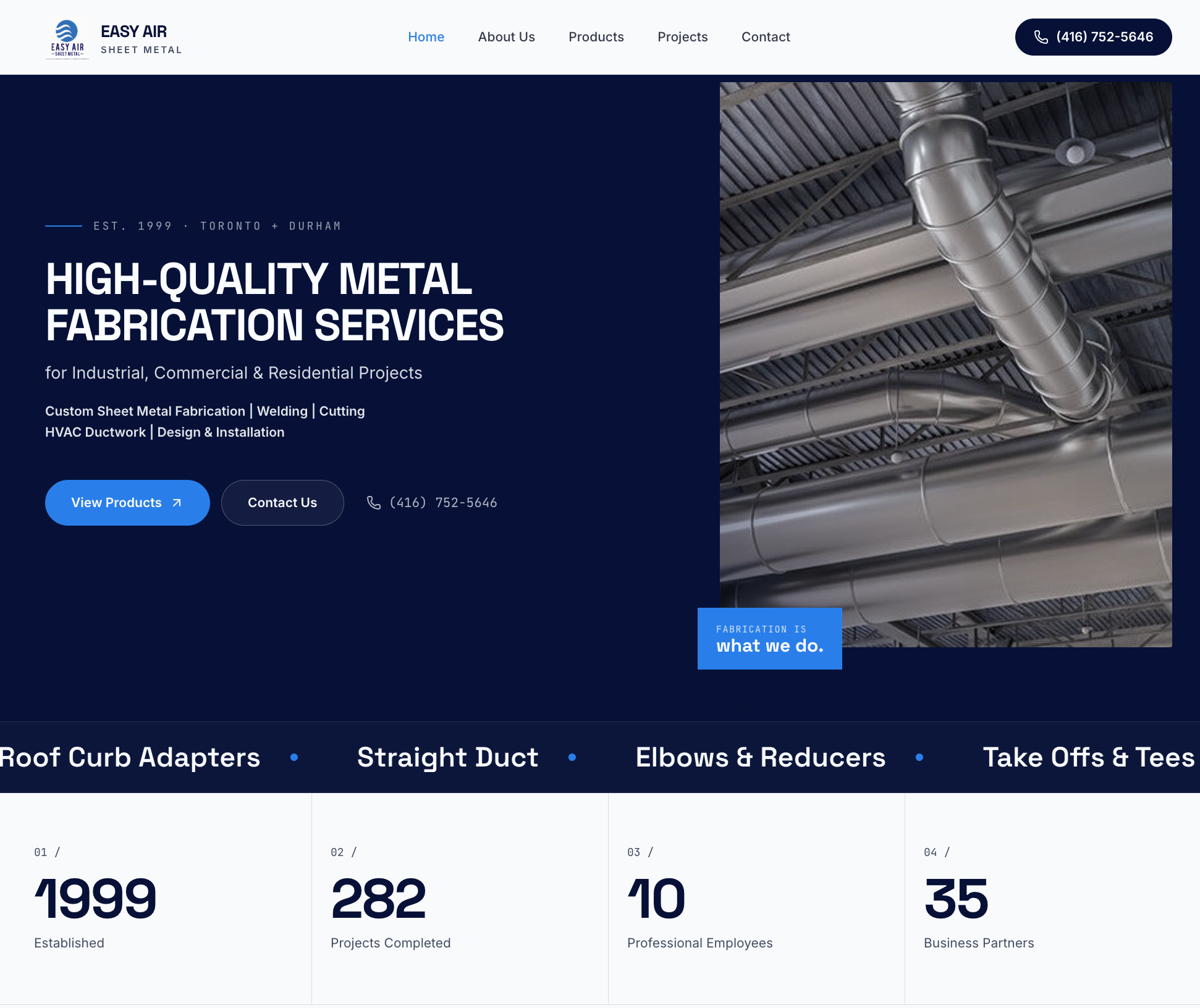 Easy Air HVAC website - GTA client of OnLead